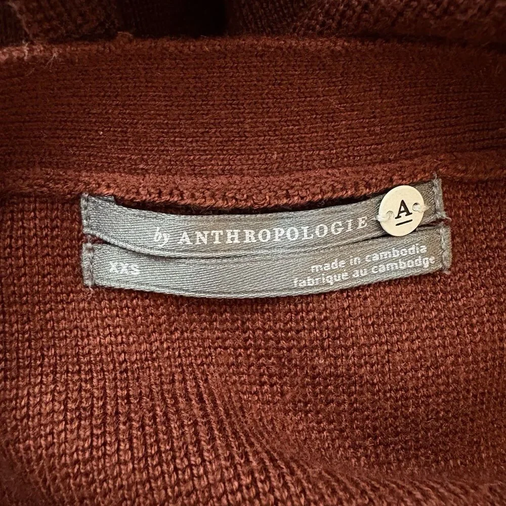 Anthropologie Burgundy Maroon Sleeveless High Neck Tie Sweater Top Size XXS